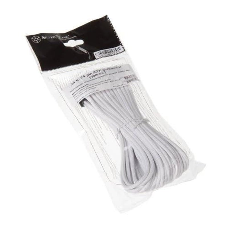 SilverStone PP07-MBW Sleeved Extension Power Supply Cable with 1 x Motherboard 24-Pin Connector, SST-PP07-MBW - Image 2